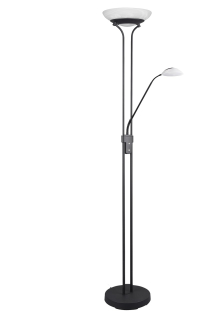 Trio Leuchten R40073532 ORSON - Moderní stojací LED stmívatelná lampa v černé barvě LED 28W + 6W, 3000K, 180cm