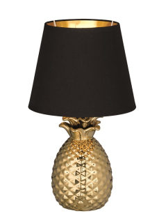 Trio Leuchten R50421079 PINEAPPLE - Moderní stolní lampička s keramickým podstavcem a stínidlem v černé barvě 1 x E14, 35cm