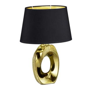 Trio Leuchten R50511079 TABA - Moderní stolní lampa s keramickým zlatým podstavcem a stínidlem v černé barvě 1 x E14, 33cm