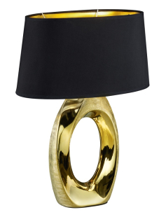 Trio Leuchten R50521079 TABA - Moderní stolní lampa s keramickým zlatým podstavcem a stínidlem v černé barvě 1 x E27, 52cm