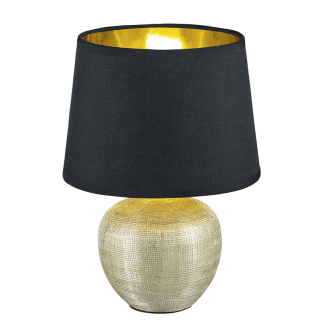 Trio Leuchten R50621079 LUXOR - Moderní stolní lampa s keramickým zlatým podstavcem a stínidlem v černé barvě 1 x E14, 26cm