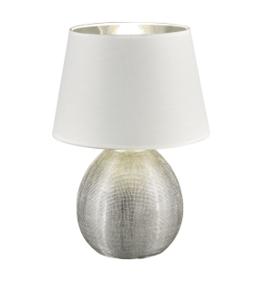 Trio Leuchten R50631089 LUXOR - Moderní stolní lampa s keramickým stříbrným podstavcem a stínidlem v bílé barvě 1 x E27, 35cm