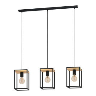 Eglo 99855 LIBERTAD - Závěsné svítidlo nad stůl se dřevem, 3 x E27, 88cm
