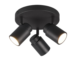Trio Leuchten 880430332 ANGELO - Stropní bodové svítidlo do koupelny v černé barvě 3 x GU10, IP44