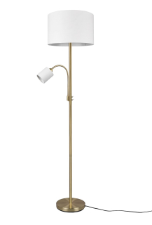 Trio Leuchten 403900208 HOTEL - Moderní stojací lampa se čtecí bodovkou na husím krku, mosazná montura, 170cm