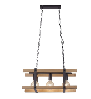 Leuchten Direkt 15683-79 EDITH - Závěsný dřevěný lustr nad jídelní stůl , 3 x E27, šířka 58cm