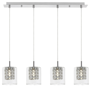 Rabalux 3116 DUCHESS - Závěsný čtyřramenný lustr se stínidly s kříšťálovým vnitřkem, 4 x G9, 72cm