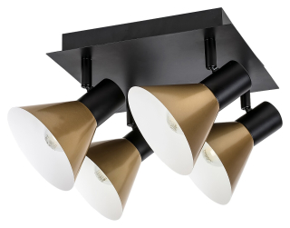 Rabalux 3159 ALVARO - Stropní svítidlo v černé barvě se zlatými stínidly, 4 x E14