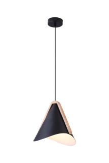 Rabalux 6650 NEVA - Barové závěsné svítidlo v černé barvě s dřevěným prvkem,1 x E27, Ø 24,5cm