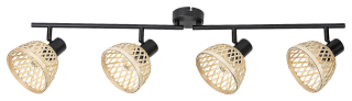 Rabalux 3136 RATTAN - Elegantní stropní lampa s ratanovými stínidly, 4 x E14, 82cm