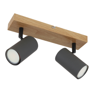 Globo 57911-2G ROBBY - Stropní bodové svítidlo v šedé barvě s imitací dřeva, 2 x GU10, 26cm