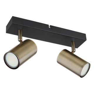 Globo 57911-2M ROBBY - Stropní bodové svítidlo v černé a mosazné barvě, 2 x GU10, 26cm