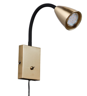 Trio Leuchten 202670108 WANDA - Nástěnná čtecí lampa v mosazné barvě s kabelem do zásuvky, 1 x GU10