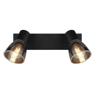 Globo 54307-2 CLAUDE - Nástěnná dvouramenná lampička v černé barvě s kouřovými skly, vypínač, 2 x E14