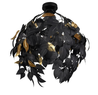 Trio Leuchten R60461032 LEAVY - Moderní stropní lustr s černými lístečky Ø 38cm, 1 x E27
