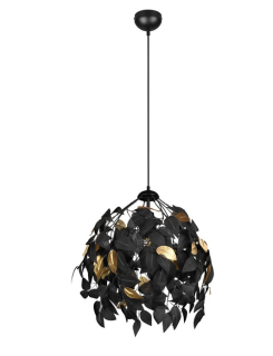 Trio Leuchten R10461932 LEAVY - Moderní černý závěsný lustr s lístečky Ø 38cm, 1 x E27