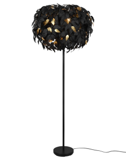 Trio Leuchten R40463032 LEAVY - Moderní černá stojací lampa s lístečky, výška 180cm, 3 x E14
