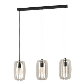 Eglo 900503 BAJAZZARA - Závěsné dřevěné svítidlo v šedé barvě, 3 x E27, šířka 89cm