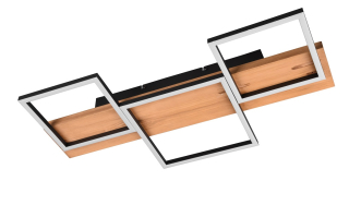 Trio Leuchten 622910332 HARPER - Stropní lustr se dřevěnou lištou, stmívatelný klasickým vypínačem, LED 30W, 3000K, 4000lm, 65 x 34cm