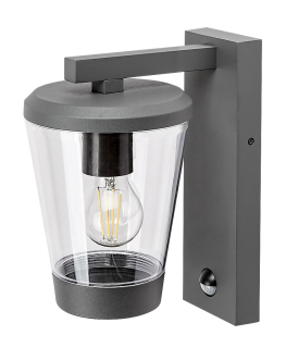 Rabalux 7267 SAVANO - Nástěnné venkovní svítidlo v antracitové barvě s čidlem pohybu, 1 x E27, IP44