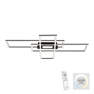 Leuchten Direkt 14693-18 ASMIN - LED stropní stmívatelné svítidlo v černé barvě s dálkovým ovladačem, LED 50W, 2700-5000K, 99 x 69cm