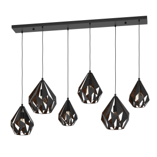 Eglo 43846 CARLTON 1 - Závěsné retro svítidlo nad jídelní stůl, černo měděné, 6 x E27, 138cm