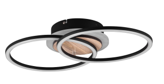 Trio Leuchten R62783635 GIRO - Stropní LED lustr s dálkovým ovladačem se dřevěnou monturou, LED 25W, 2700 - 6000K, 46 x 28cm