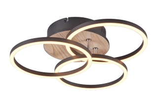 Trio Leuchten R62823135 CIRCLE - Stropní LED svítidlo s dálkovým ovladačem s monturou v imitaci dřeva, LED 27W, 2700 - 6000K, Ø 43,5cm