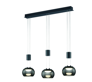 Trio Leuchten 342010332 MADISON - Závěsné stahovací svítidlo v černé barvě, stmívatelné vypínačem, 24W, 3000K, 32cm