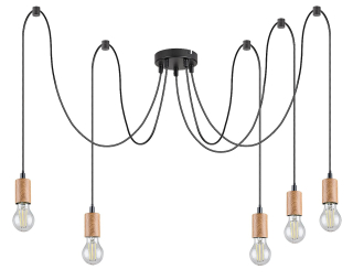 Rabalux 72075 DOLLIEN - Závěsné svítidlo s paticemi v imitaci dřeva, 5 x E27