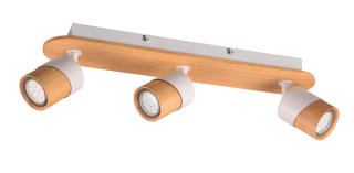 Trio Leuchten 801100331 ARUNI - Stropní bodové svítidlo v bílé barvě se dřevěnou monturou 3 x GU10