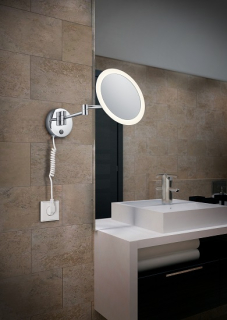 Trio Leuchten 282990106 VIEW - Koupelnové LED kosmetické zrcátko s vypínačem a 3x přiblížením, LED 3W, 3000K