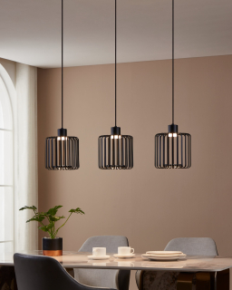 Eglo ZIGBEE 900724 GINESTRONE-Z - Závěsné trojramenné LED RGB černé svítidlo s kovovým stínidlem ovládané ovladačem, nebo z mobilní aplikace, LED 11,1W,  90cm