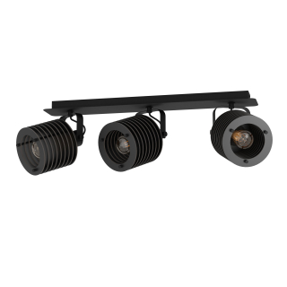 Eglo 900742 SEGOVIA - Stropní černé trojramenné svítidlo se dřevěnými stínidly, 3 x E27