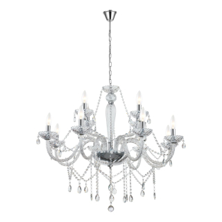Eglo 39102 BASILANO 1 - Závěsný reprezentativní lustr v lesklém chromu se skleněnými krystalky, 12 x E14, Ø 100cm