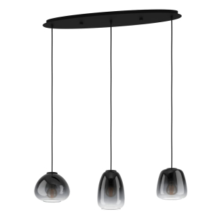 Eglo 900195 AGUILARES - Závěsný trojramenný lustr s černými kouřovými skly, 3 x E27, 84cm