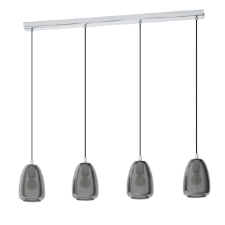 Eglo 98616 ALOBRASE - Závěsné svítidlo s šedými průhlednými stínidly, 4 x E27, 108cm