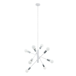 Eglo 98017 GRADOLI - Závěsné svítidlo v bílé a stříbrné barvě, 8 x E27, Ø 71cm