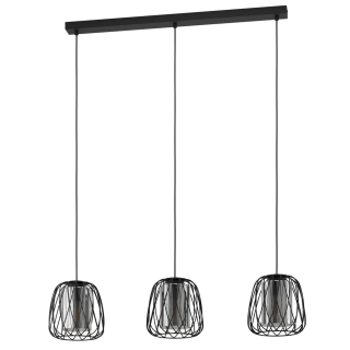 Eglo 99706 FLORESTA - Závěsné svítidlo v černé barvě, 3 x E27, 89cm