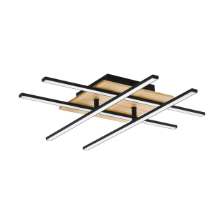 Eglo 99793 MARINELLO 1 - LED stropní svítidlo v černé barvě se dřevem, LED 21W, 50 x 50cm, 3000K