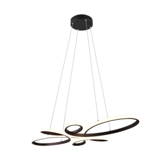 Trio Leuchten 345619132 FLY - Závěsný černý lustr stmívatelný klasickým vypínačem, LED 32W, 3000K, 3900lm, 83 x 45cm