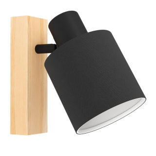 Eglo 99488 BATALLAS - Nástěnná černá lampička se dřevem 1 x E27