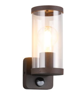 Trio Leuchten R21599124 BONITO  - Nástěnné hnědé venkovní svítidlo s čidlem pohybu, IP44, 1 x E27