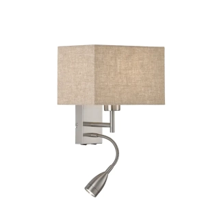 Fischer Honsel 30320 DREAMER - Nástěnná lampička s textilním stínidlem a čtecí bodovkou, 1 x E27 + LED 4W, 2700K, 2x vypínač