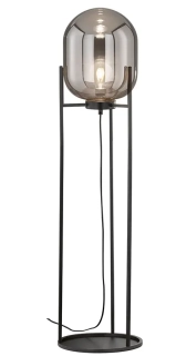 Fischer Honsel 40424 REGI - Stojací lampa v černé barvě s kouřovým sklem, 1 x E27, 110cm