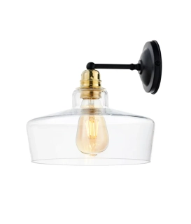 Kaspa 20881105 LONGIS GOLD - Nástěnná lampička v lehkém retro stylu v černo zlaté barvě, čiré sklo, 1 x E27