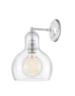 Kaspa 20461109 LONGIS - Nástěnná lampička v lehkém retro stylu v chromové barvě, čiré sklo, 1 x E27, Ø 18cm