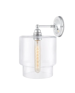 Kaspa 20464109 LONGIS - Nástěnná lampička v lehkém retro stylu v chromové barvě, čiré sklo, 1 x E27, Ø 17cm