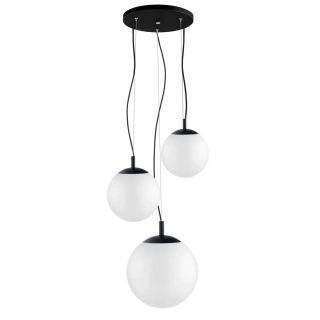 Kaspa 10726302 ALUR 2 - Trojramenné závěsné svítidlo, mléčná skla, černá barva, 3 x E27