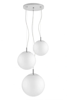 Kaspa 10724303 ALUR 2 - Trojramenné závěsné svítidlo, mléčná skla, lesklý chrom, 3 x E27